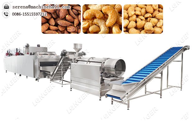 PLC Control Peanut Cashew Nut Roasting Line for Almond