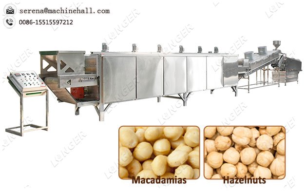 Automatic Hazelnut Macadamia Nuts Roasting Line